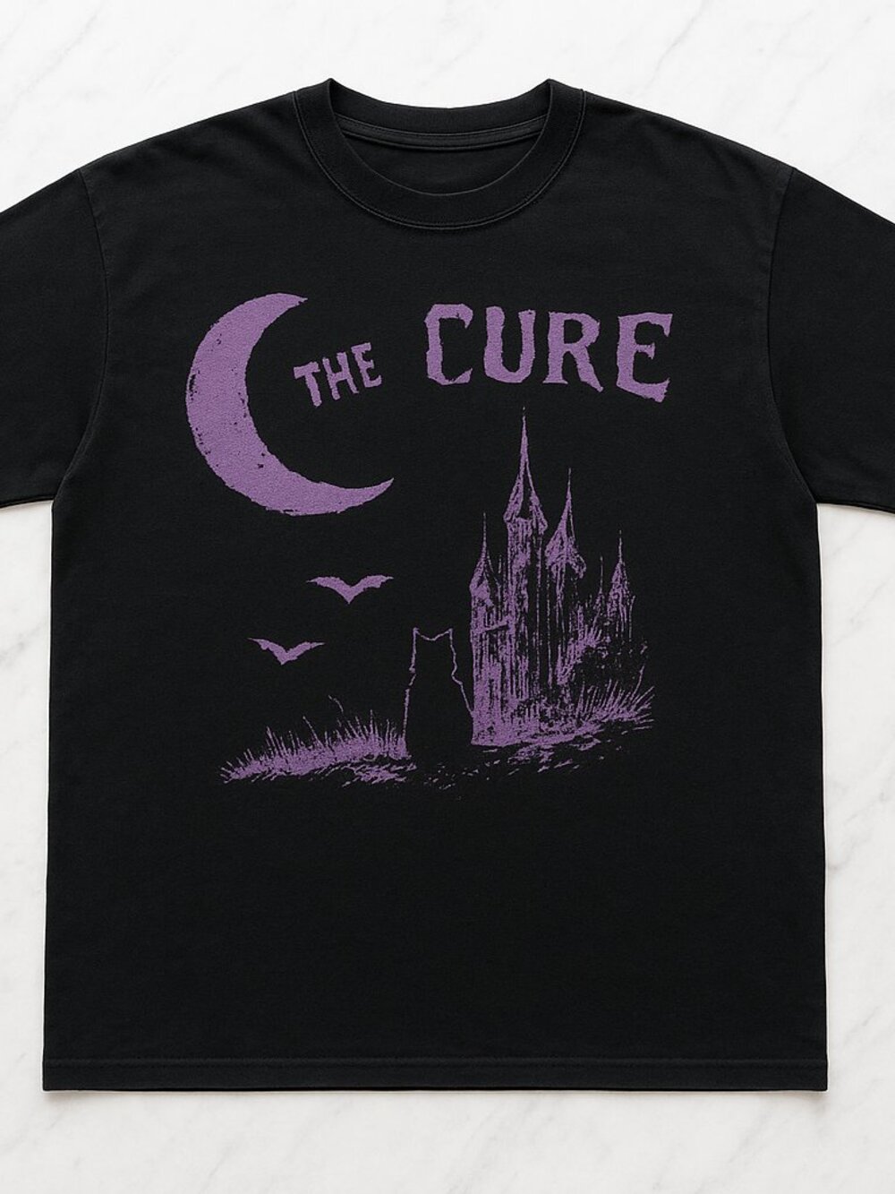 The Cure Black Graphic T-Shirt Purple Moon Gothic Castle